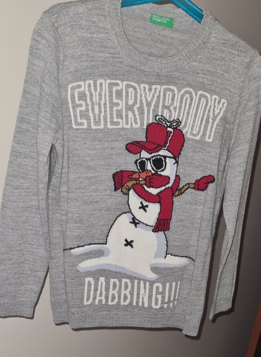 Camisola Benetton Malha boneco de neve NOva 6/7 anos