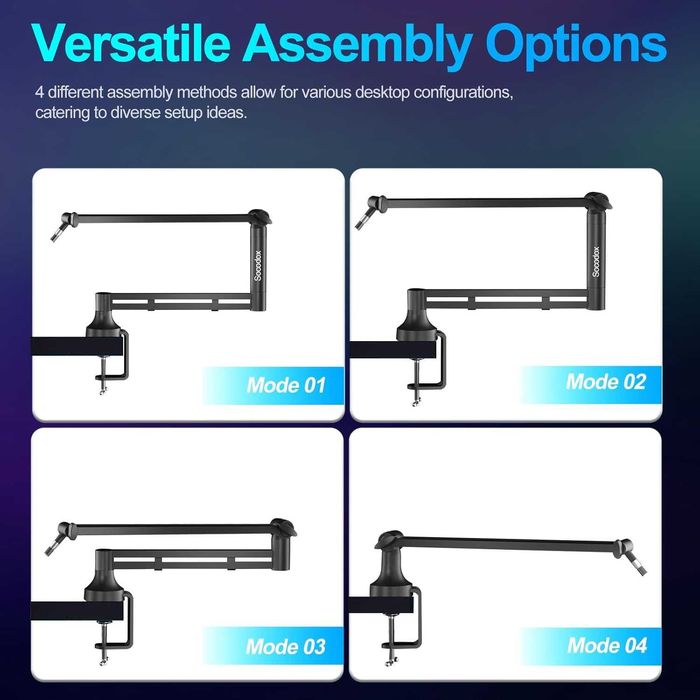 Braço microfone suporte compatível com Røde >2 kg carga baixo perfil