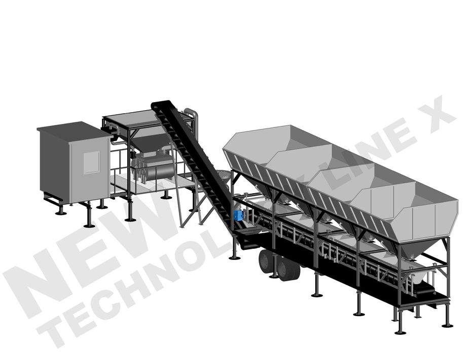 Mini węzeł betoniarski mobilny, produkcja betonu, silos cementu