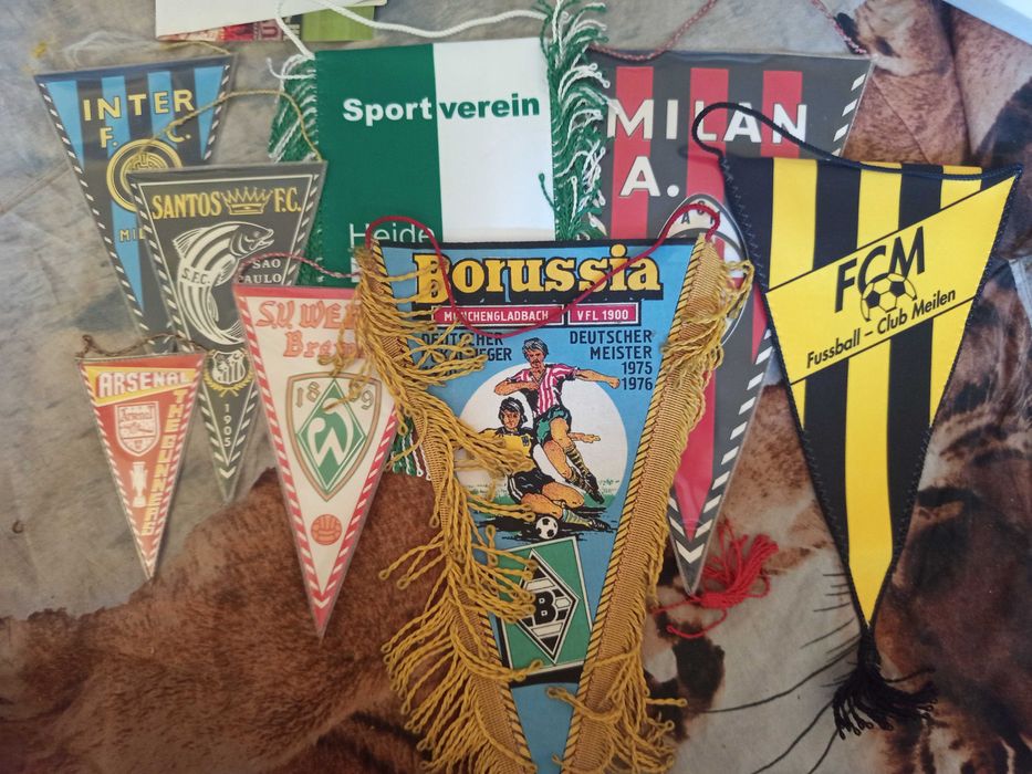 8 proporców z lat 80/90 Borussia Santos Arsenal Inter Milan Werder