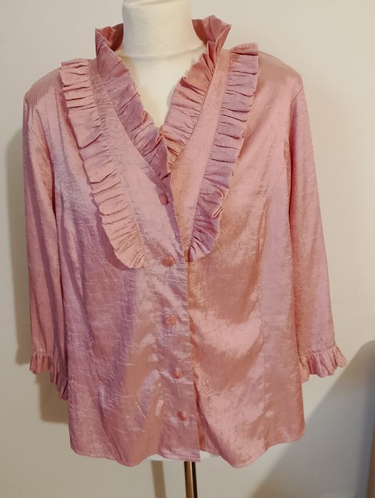 Bluzeczka koszulowa pudrowy róż rozmiar XXL -4XL