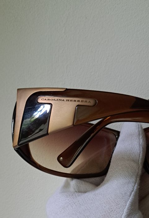 Okulary słoneczne przeciwsłoneczne vintage brązowe Carolina Herrera Y2K CH-208 CA-833
