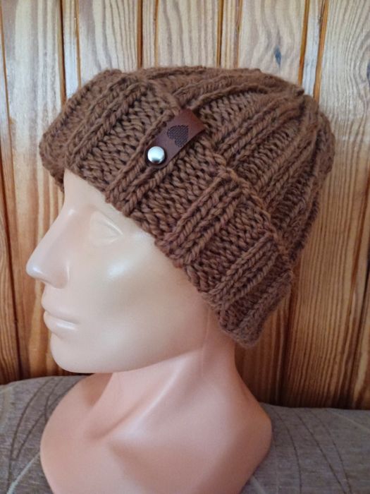 Super!!! Czapka wełna + alpaka . Czapka robiona na drutach Migdałowa.