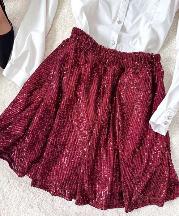 Spódniczka w cekiny cekinowa na gumie sylwester święta bordo uni