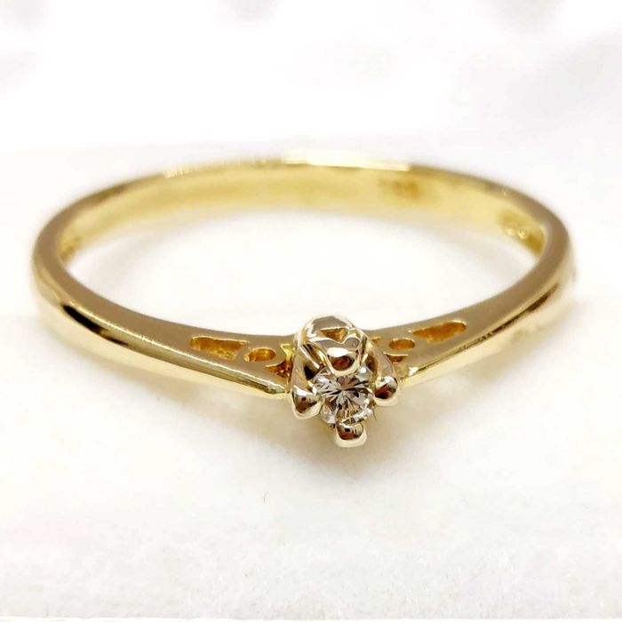 Złoty Pierścionek z BRYLANTEM pr 585 14k R.13