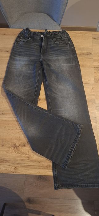 Spodnie jeansy szerokie h&m r.158