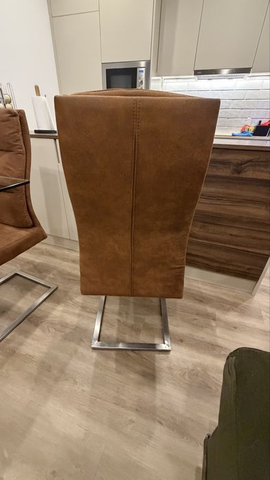 Conjunto de 6 Cadeiras de Jantar Cantilever em Microfibra Conhaque
