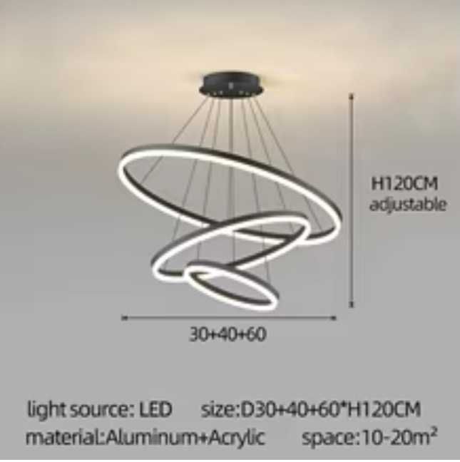 nowoczesna lampa LED 3 ringi złota/biała tanio