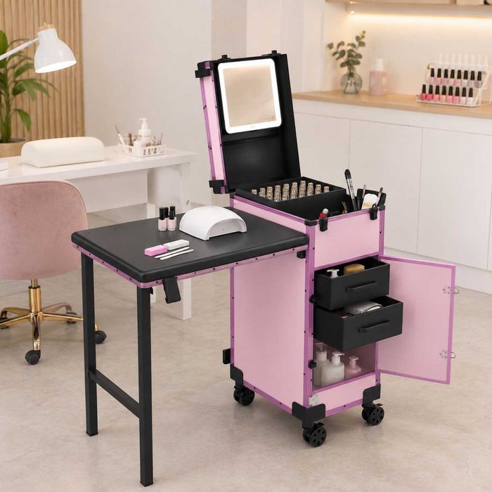Mesa de Manicure Profissional Portátil em Mala