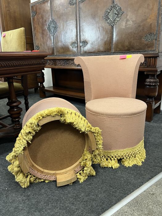 Stylowy fotel różowy z pufą/komplet/Raty