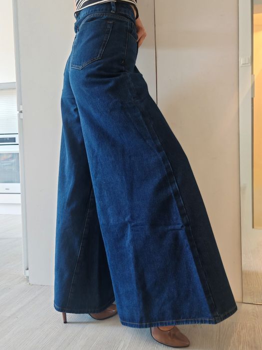 NOWE S 36 2w1 Spódnico Spodnie Baggy Jeansy szerokie Dzwony Szwedy