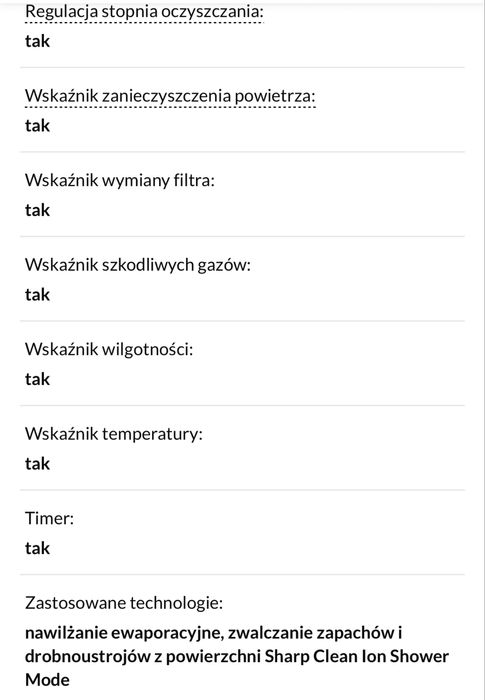 Oczyszczacz powietrza  Sharp