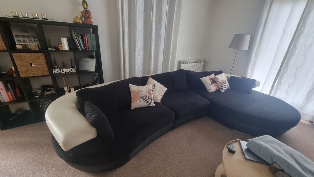 Sofá de tecido preto, 3.50mt