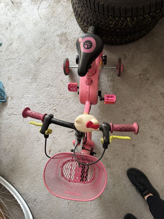 BiTWIN rower dla dziewczynki różowy z koszykiem i kółkami bocznymi