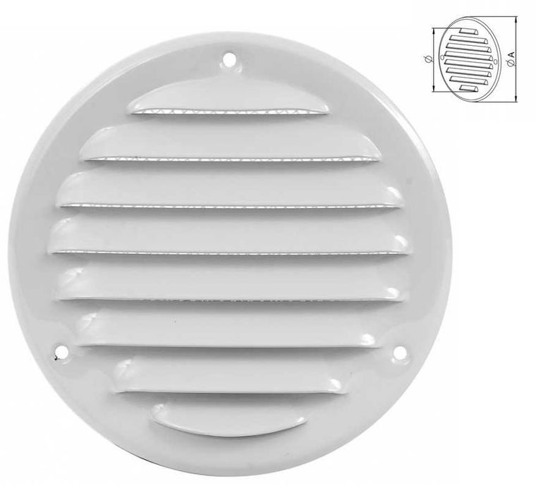 Kratka Wentylacyjna Okrągła 100 mm Biała Metalowa MR100 Śr 13,8 NOWE