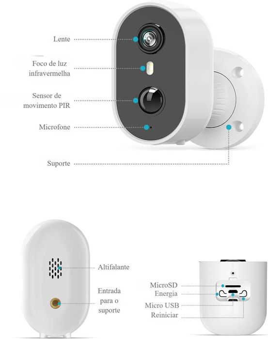 Câmara Vigilância WiFi * Bateria * FullHD * Visão Noturna * PIR