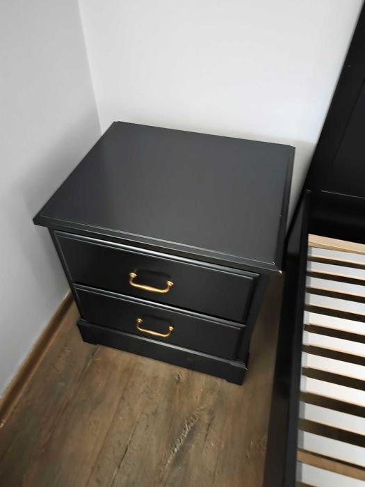 IKEA UNDREDAL – łóżko 160x200 + 2 szafki nocne | komplet | czarno-brązowe