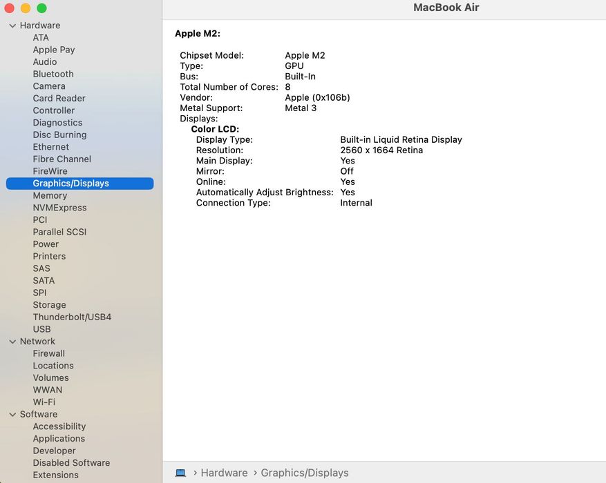 MacBook AIR 13 M2/8 CPU/ 8 GPU/ 8 ram/ 256 Space Gray MLXW3