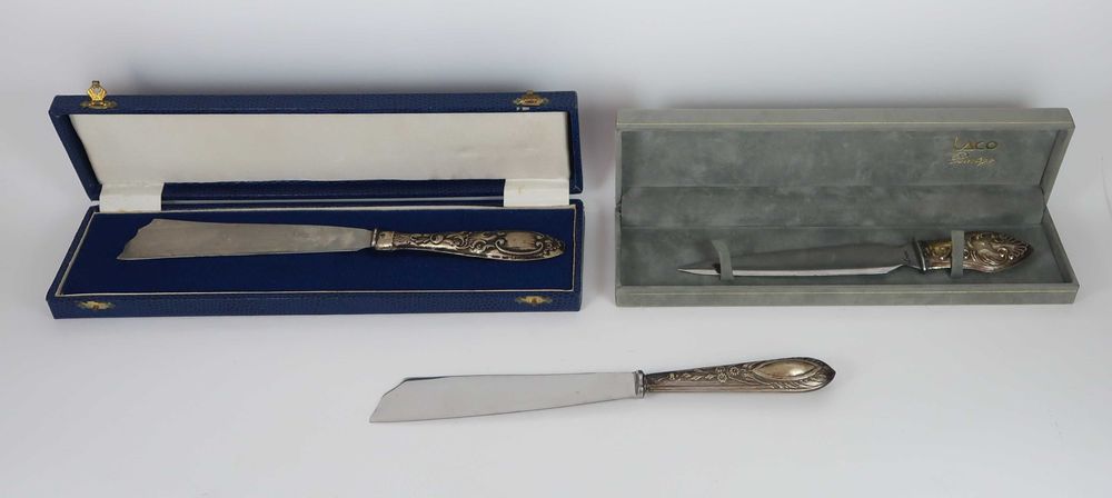 Conjunto de 3 abre cartas com cabos em prata