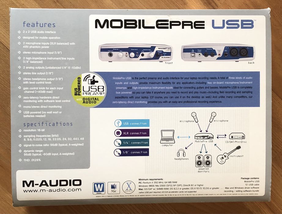 NOWY profesjonalny mobilny intefejs audio M-Audio MobilePre USB folia