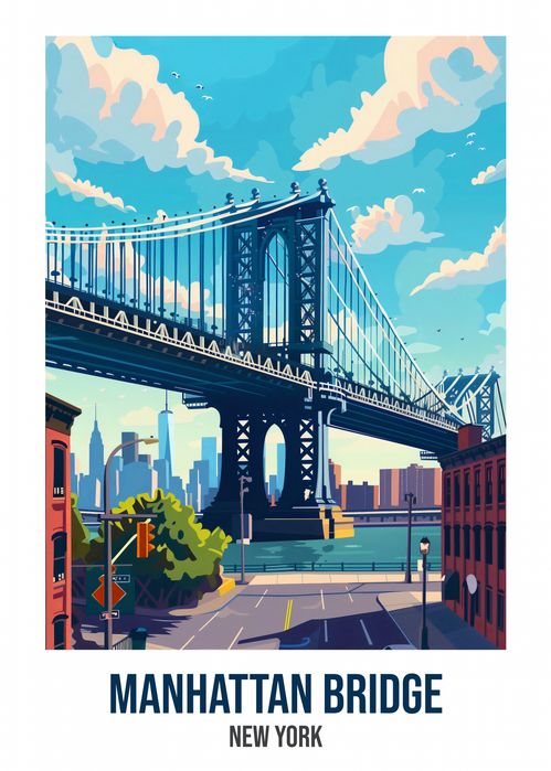 Plakat 50x70cm Manhattan Bridge, New York