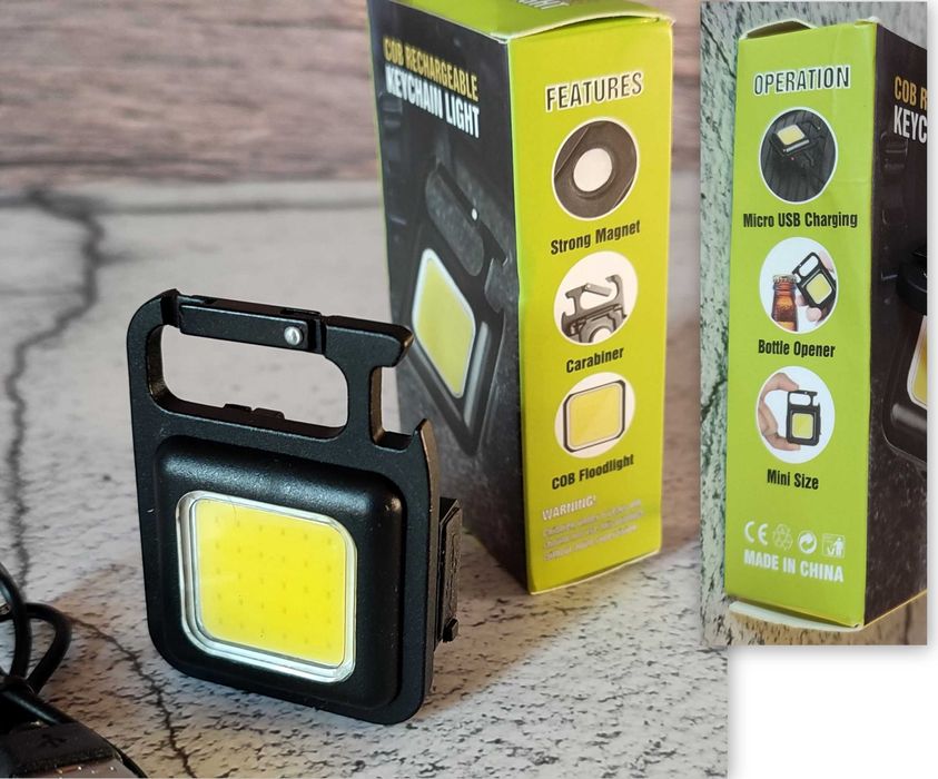 Lampka LED, brelok, ładowanie USB, stojak, uchwyt magnetyczny