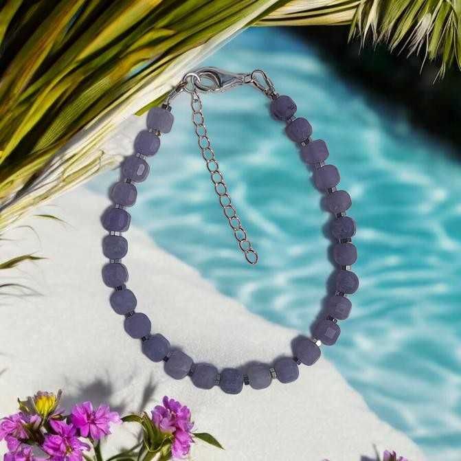 Srebrna bransoletka z kamienia naturalnego Tanzanit.