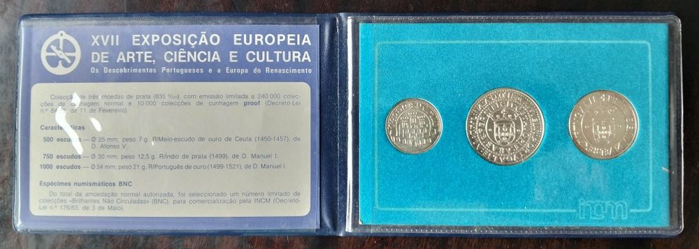 Carteira BNC 3 Moedas Prata 1983 Arte Ciência Tecnologia Estado Nova