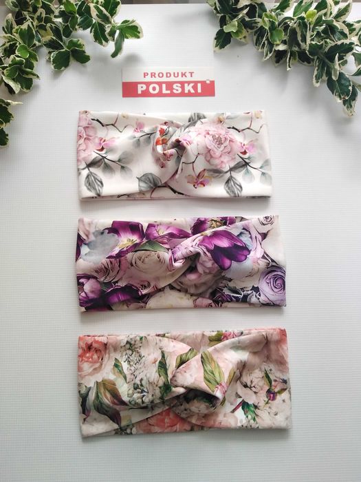 Szeroka opaska przeplatana na głowę - hand made - różne wzory