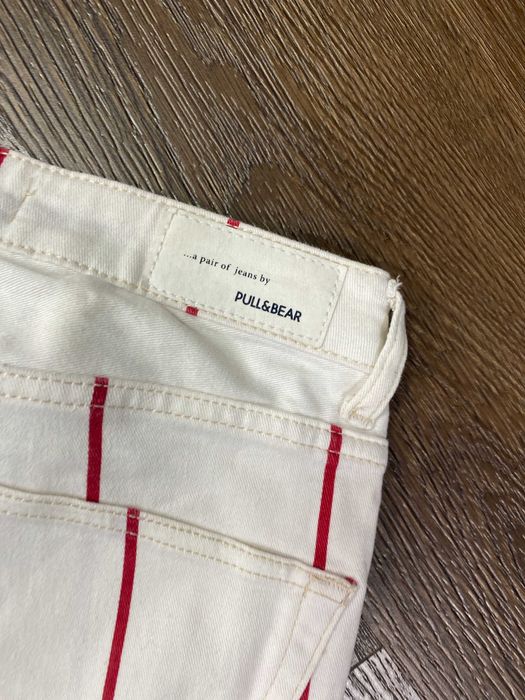 Calças Senhora Pull&Bear Riscas Vermelhas — Tam. 34
