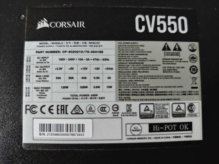 Zasilacz Corsair CV550W 80 Plus Bronze