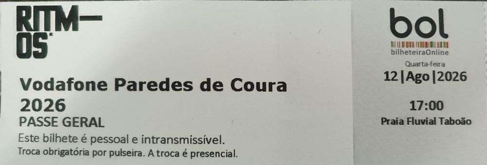 4 passe geral Vodafone Paredes de Coura 2026