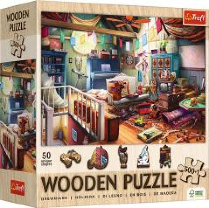 Puzzle drewniane 500+1 Skarby na strychu TREFL pudełko,