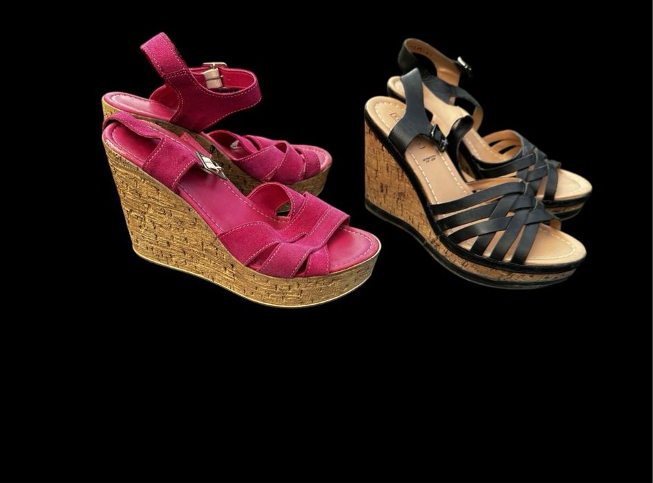 Красиві босоніжки на танкетці H&M,фуксія,37 розмір,24 см.устілка