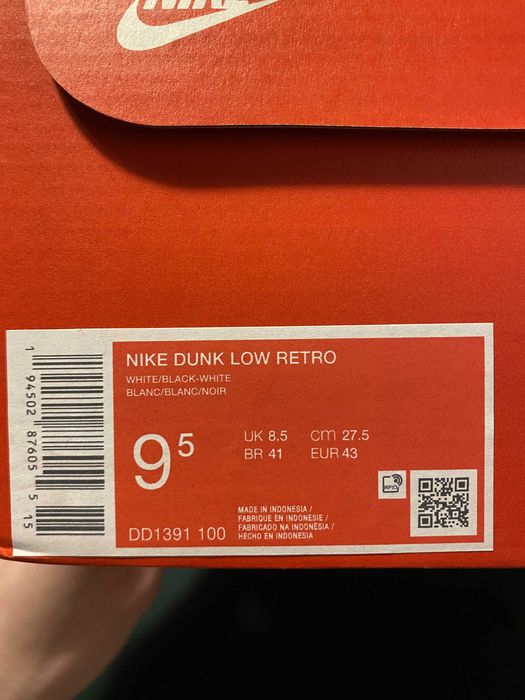 Nike Dunk Low Retro Black-White Panda 43