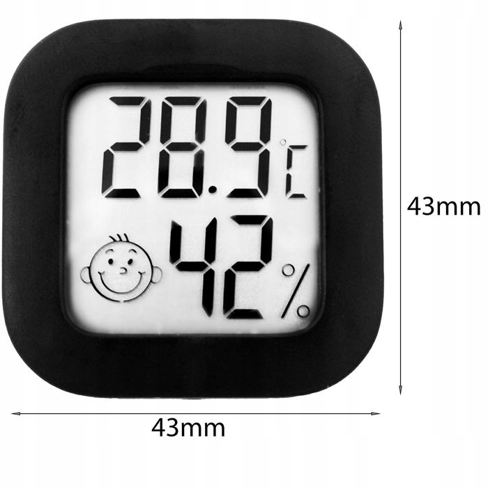Termometr cyfrowy pokojowy higrometr LCD z buźką elektroniczny czarny