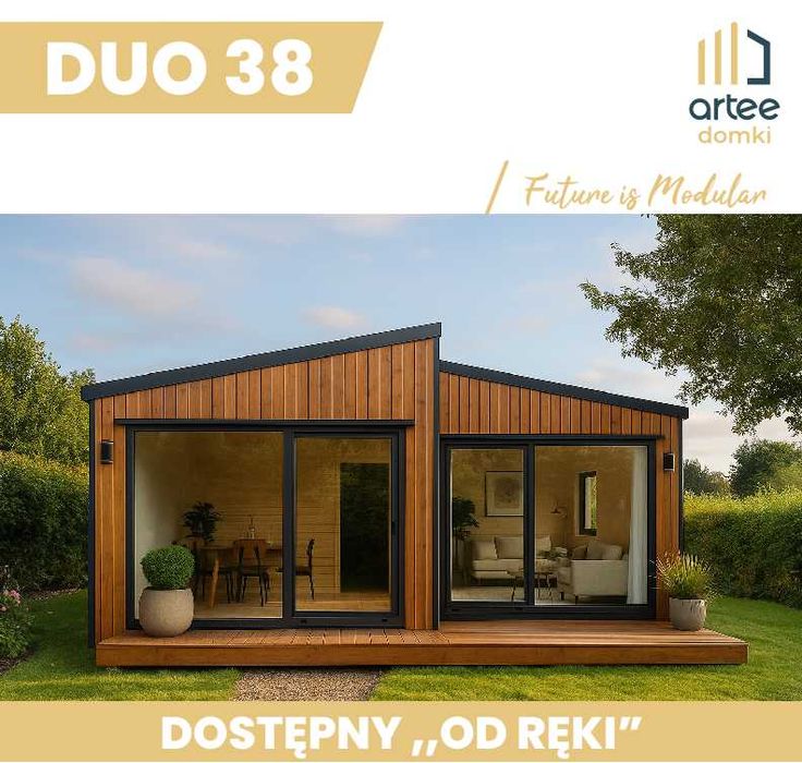 Domek modułowy całoroczny , letniskowy , 38m2 , Bez zezwoleń na budowę