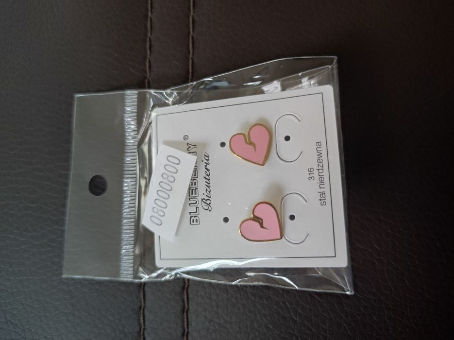 Kolczyki serca kolor różowy