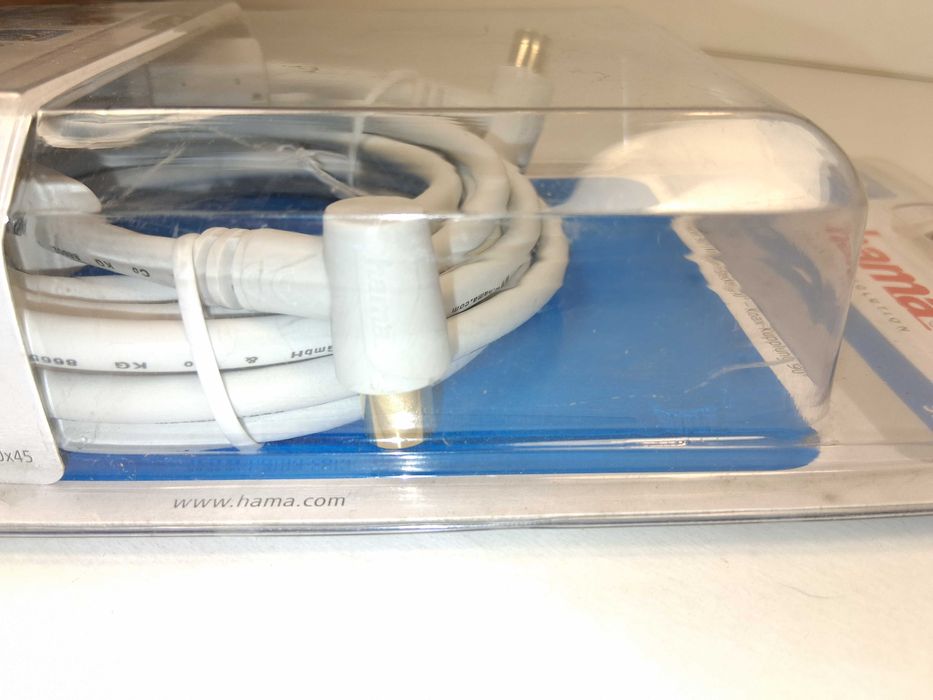 N122 Kabel Antenowy Hama 3m Wtyk Gniazdo 90 Stopni PotrójneEkranowanie
