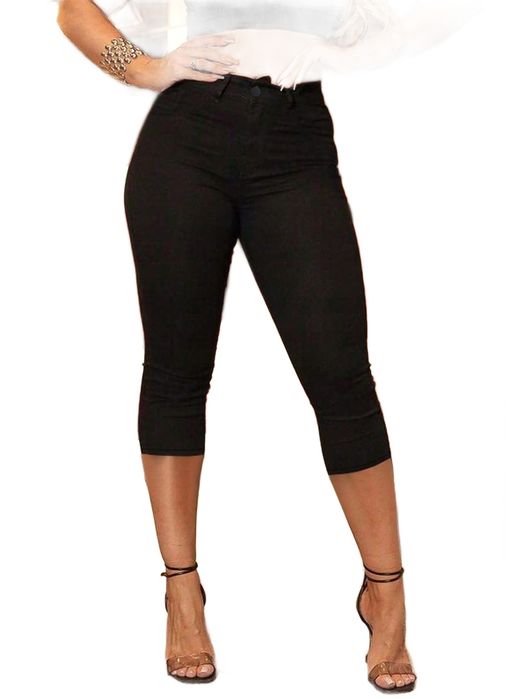Shein czarne jeansy damskie rurki 7 8 z wysokim stanem 50 1ma