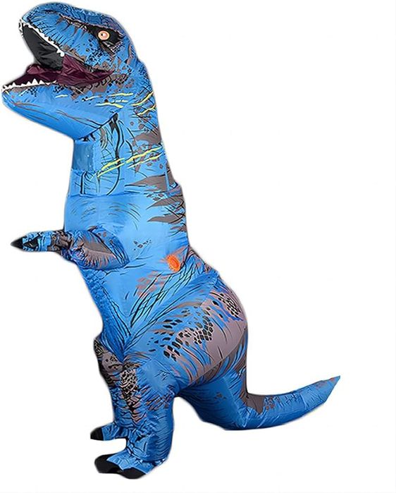 Kostium nadmuchiwany Dinozaur T-Rex dla dorosłych niebieski  One Size