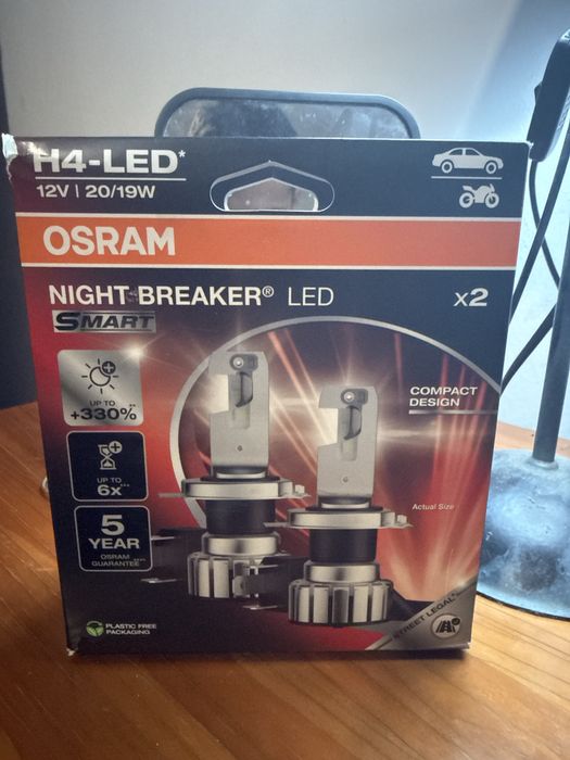 Par Lâmpadas LED H4 Osram Night Breaker SMART (+330% Brilho) – Legal p/ Estrada