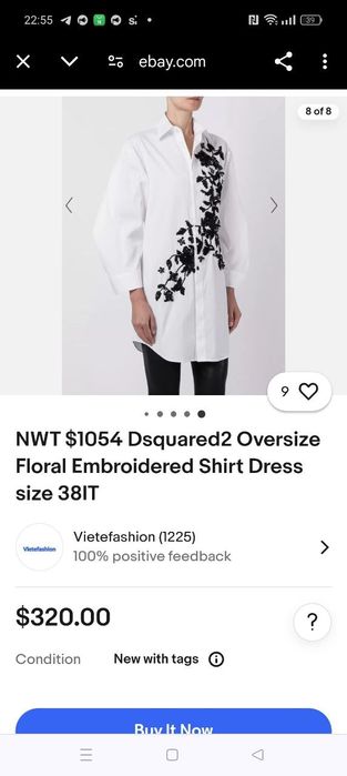 Італійська блузка NWT $1054 Dsquared2 Oversize Floral Embroidered