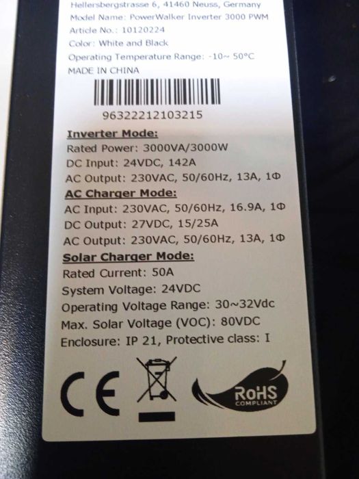 Инвертор PowerWalker PWM 3000W 24V Інвертор PowerWalker PWM 3000W 24V