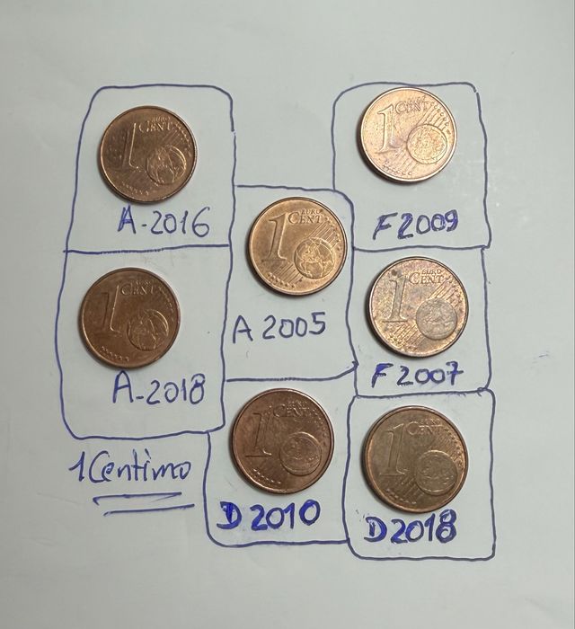 Moedas 0,1€ centimo (7) Carvalho/ varios anos