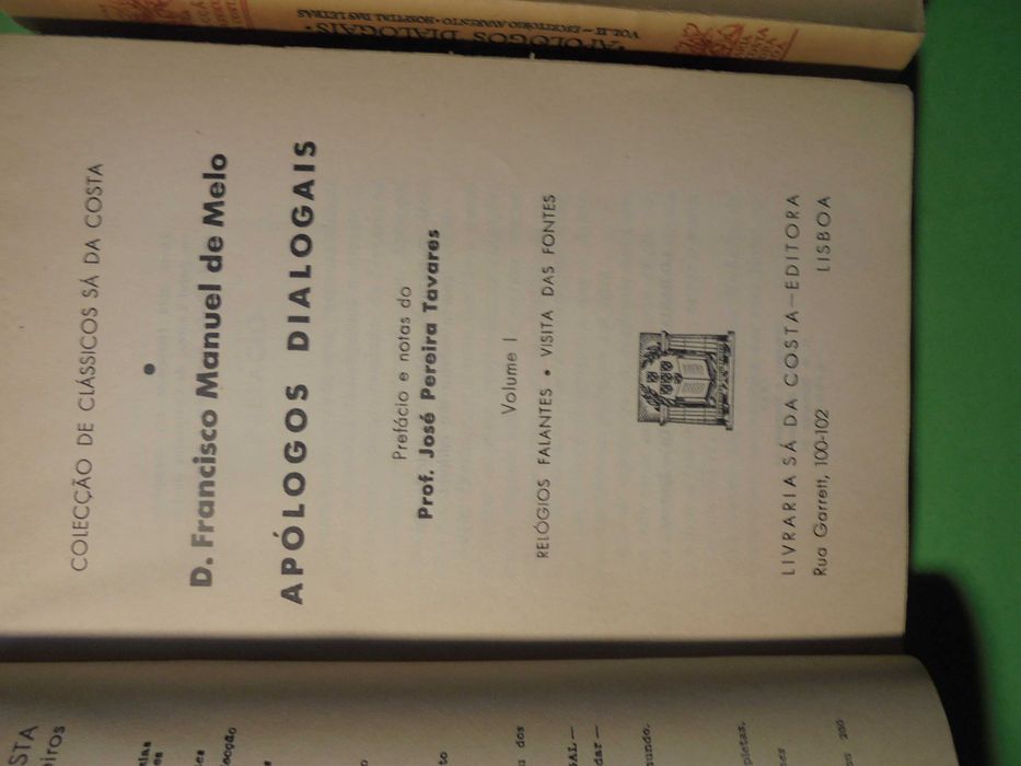 Tavares (José Pereira,)D.Francisco Manuel de Melo);Apólogos Dialogais