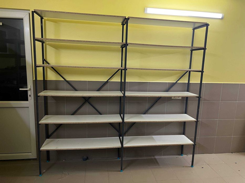 2 Стелажі металеві в гараж, склад. 6 поличок, висота 1.9м, ширина 2.2м