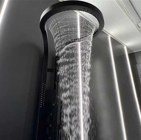 Coluna Duche Circular com Jatos  LUXURY Metal Gun/ Gold