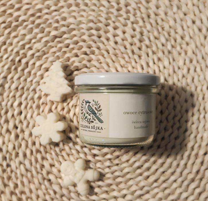ŚWIECA SOJOWA ręcznie robiona + 2 woski do kominka