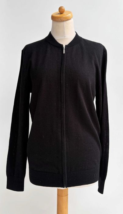 Sweter Czarny Suwak Dressmann M Wełna Merino Wełniany